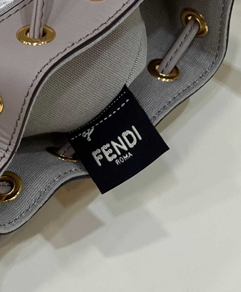 Fendi Bucket Bag Mon Tresor 8BS010 White canvas FF mini bag