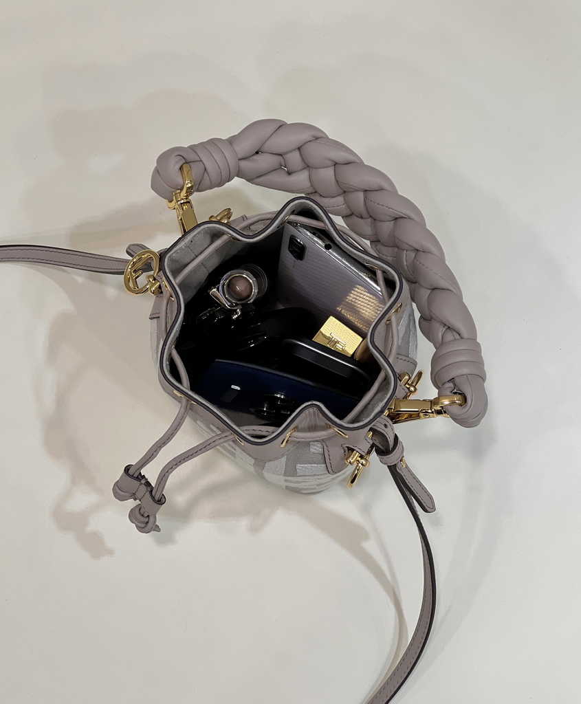 Fendi Bucket Bag Mon Tresor 8BS010 White canvas FF mini bag