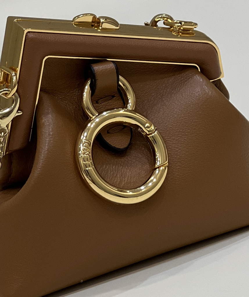 Fendi Nano First Charm Shoulder Bag 7AS051 Brown Leather