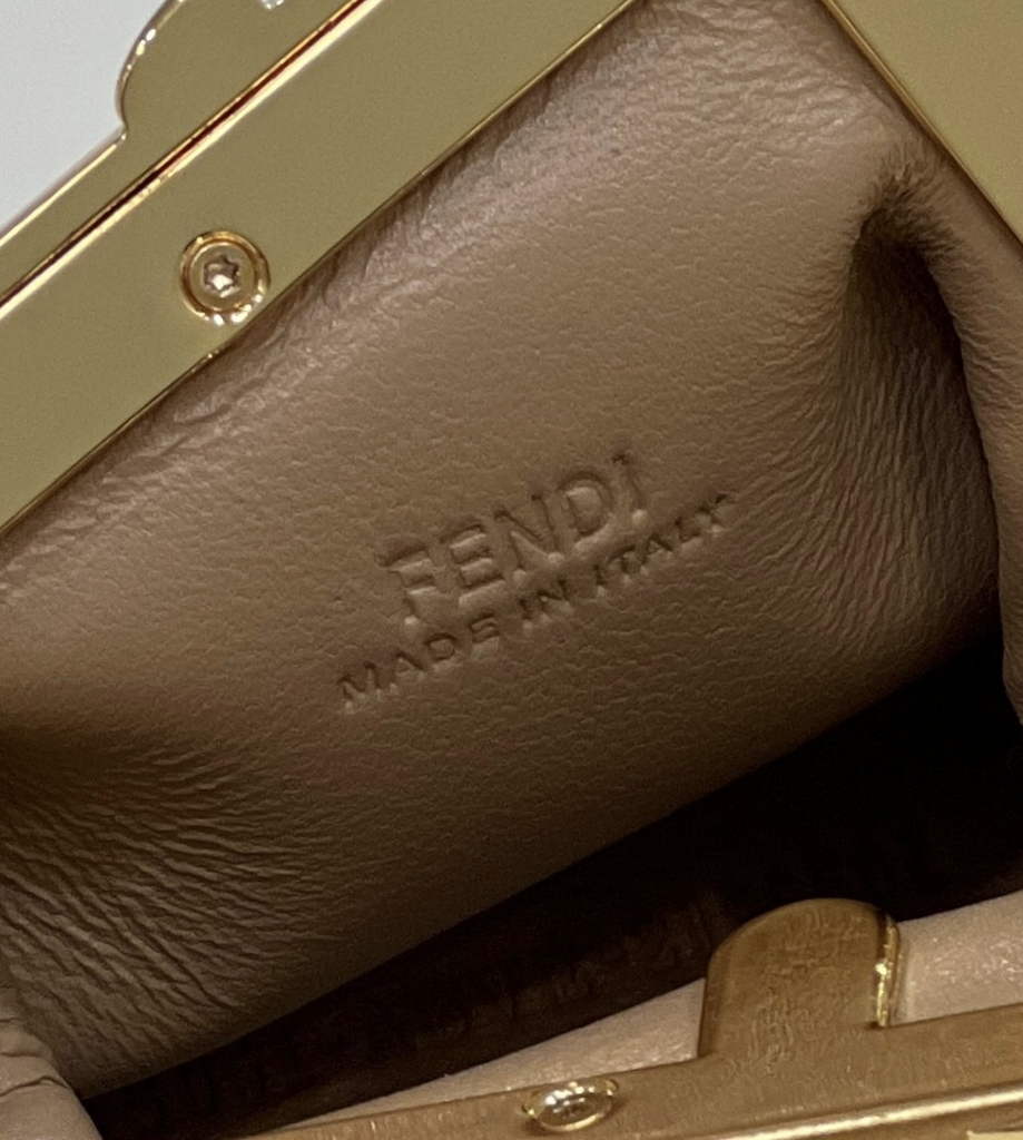 Fendi Nano First Charm Shoulder Bag 7AS051 Apricot Leather