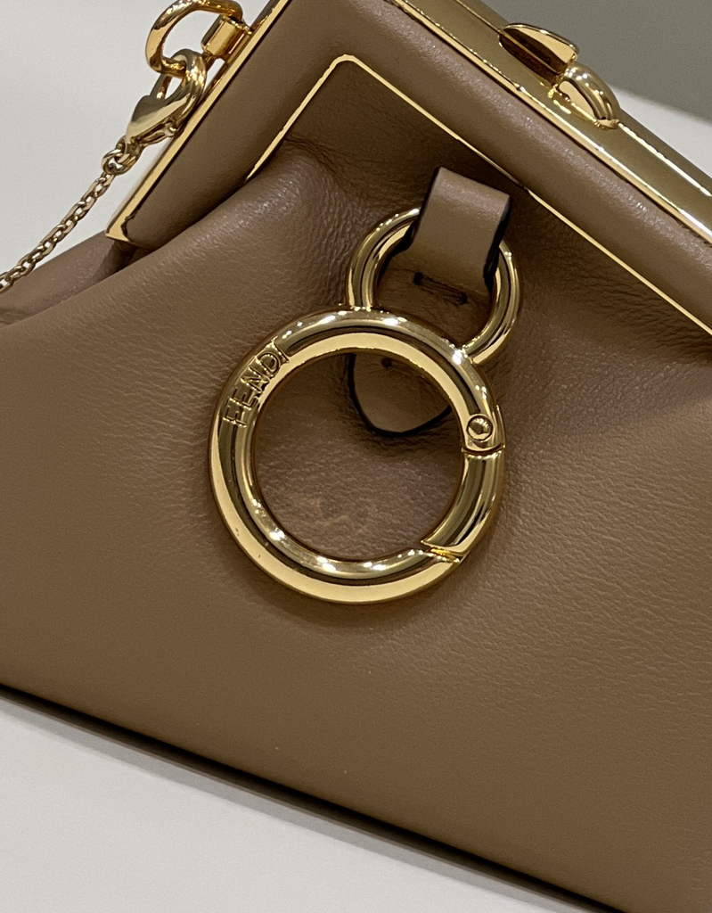 Fendi Nano First Charm Shoulder Bag 7AS051 Apricot Leather