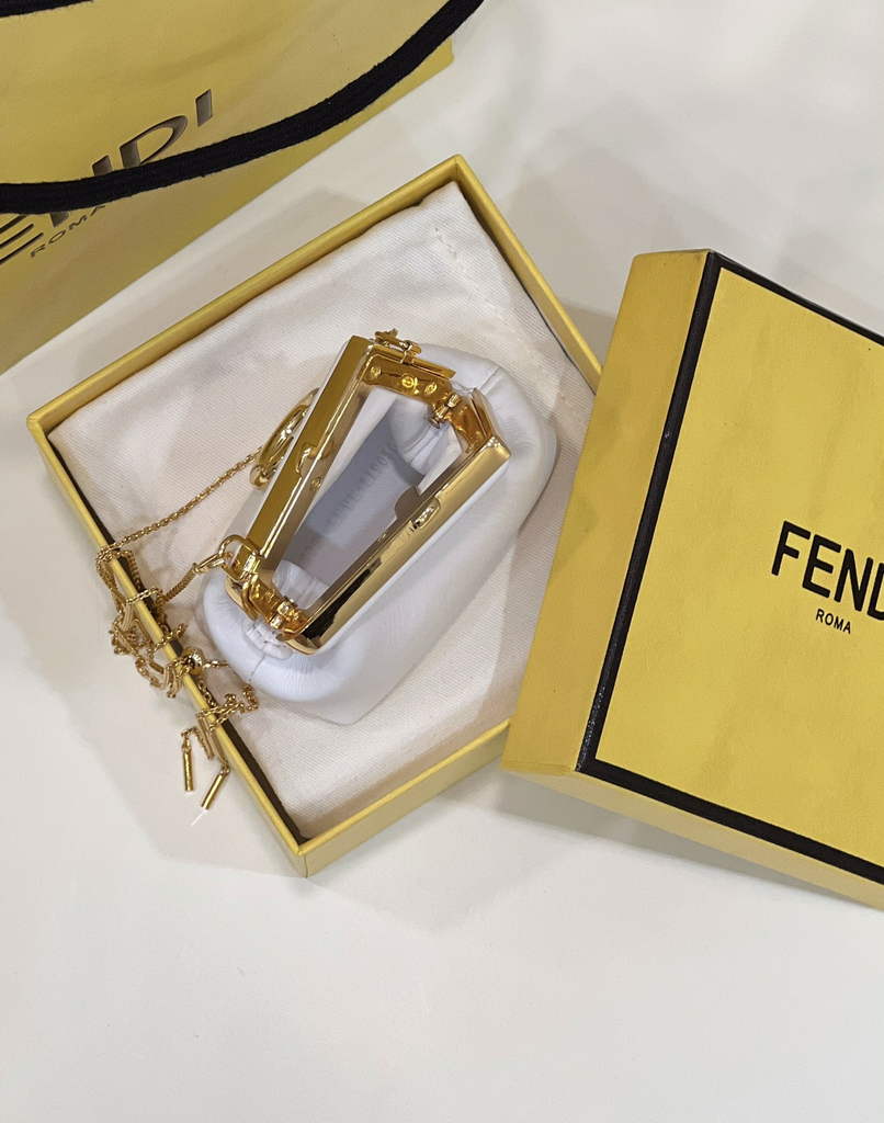 Fendi Nano First Charm Shoulder Bag 7AS051 White Leather