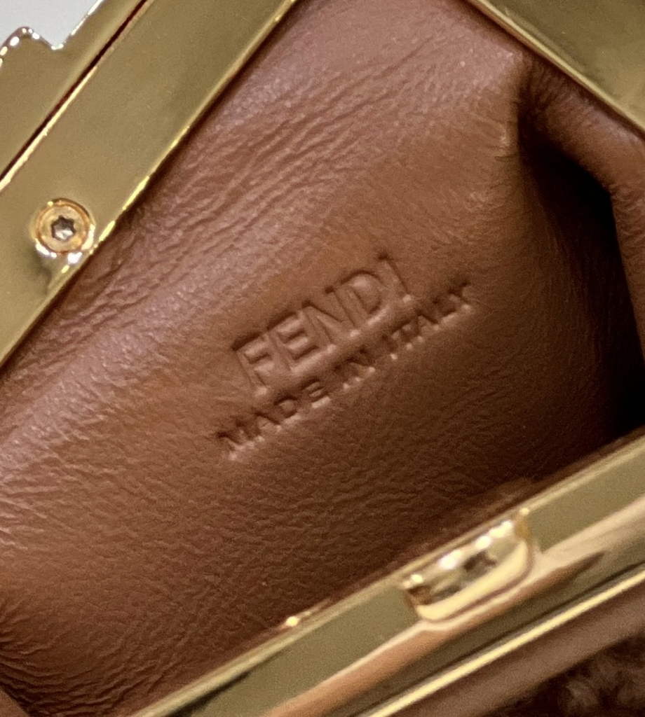 Fendi Nano First Charm Shoulder Bag 7AS051 Brown sheepskin bag