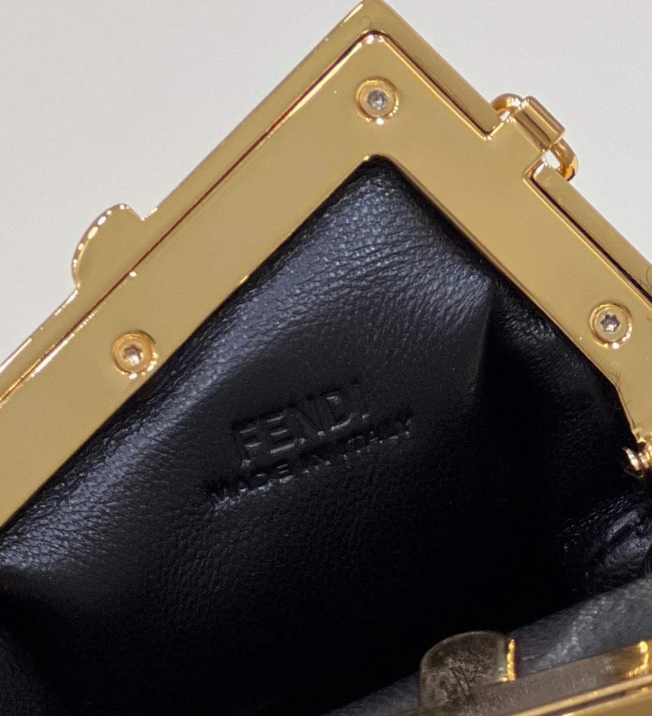 Fendi Nano First Charm Shoulder Bag 7AS051 Black sheepskin bag