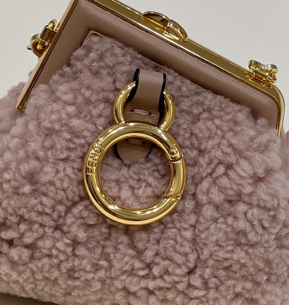 Fendi Nano First Charm Shoulder Bag 7AS051 Pink sheepskin bag