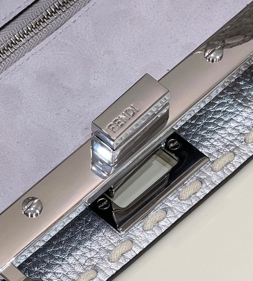 Fendi Peekaboo Mini Selleria Bag 8BN244 Silver