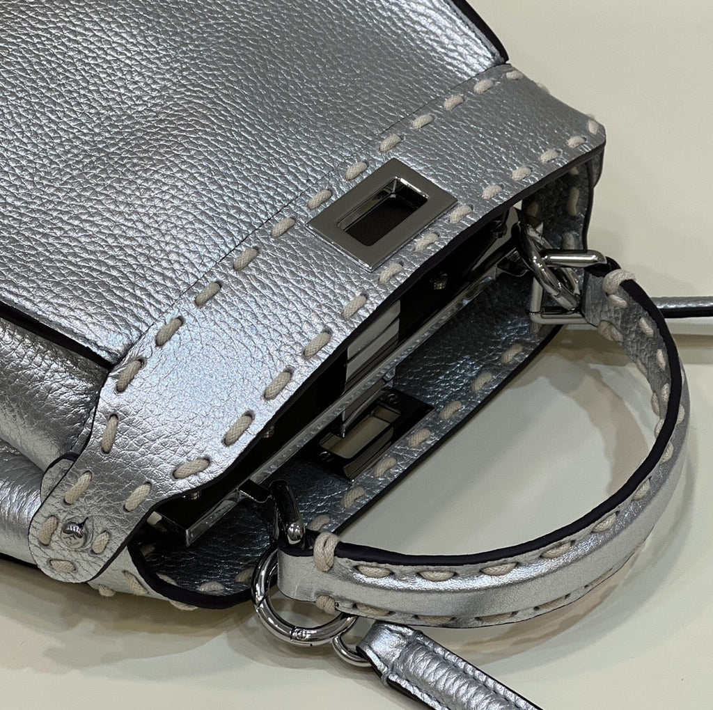 Fendi Peekaboo Mini Selleria Bag 8BN244 Silver