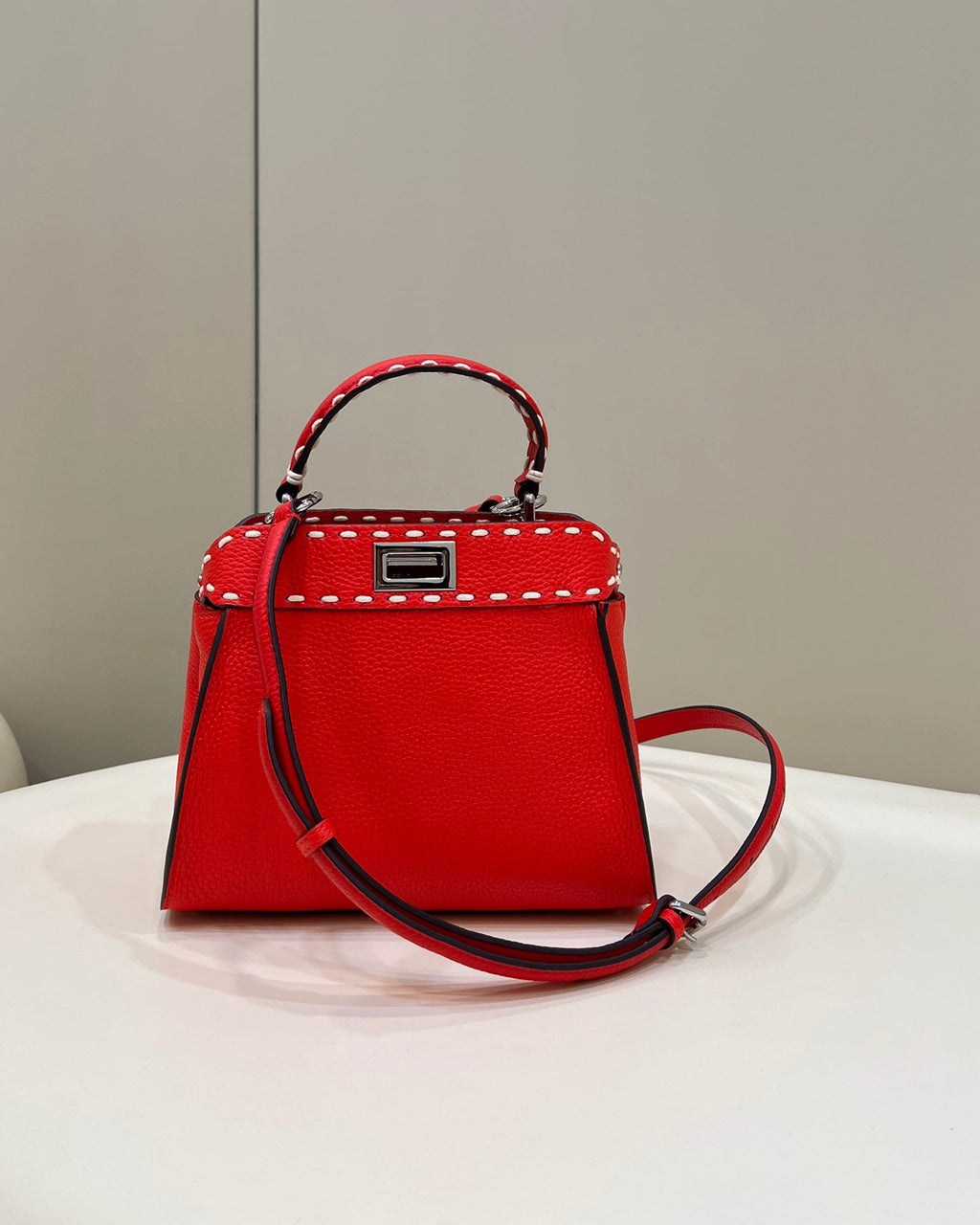 Fendi Peekaboo Mini Selleria Bag 8BN244 Red