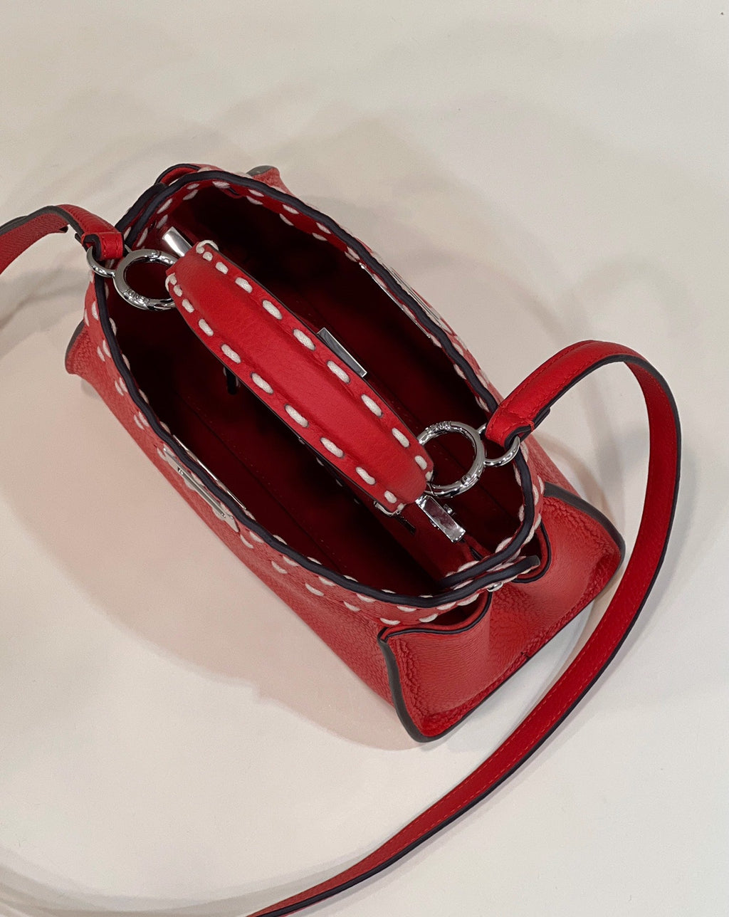 Fendi Peekaboo Mini Selleria Bag 8BN244 Red