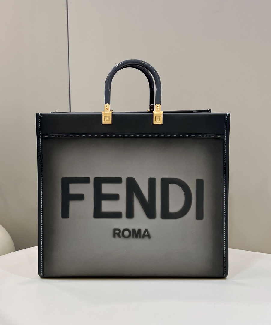 Fendi Sunshine Large Bag Gray Leather Shopper 8BH372