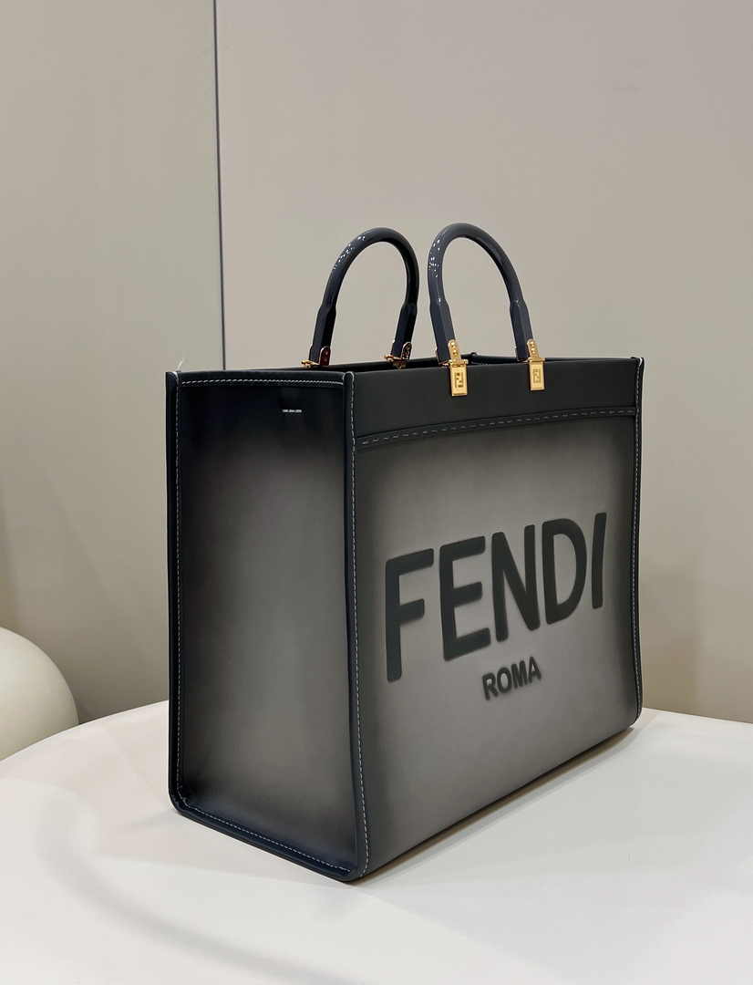 Fendi Sunshine Large Bag Gray Leather Shopper 8BH372