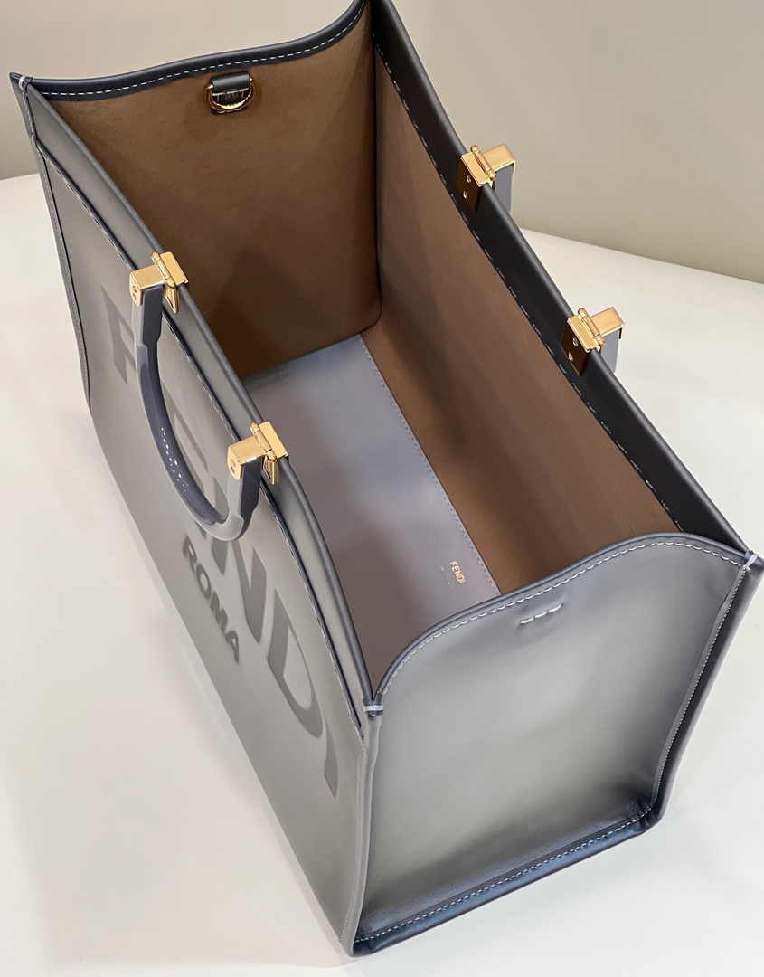 Fendi Sunshine Large Bag Gray Leather Shopper 8BH372