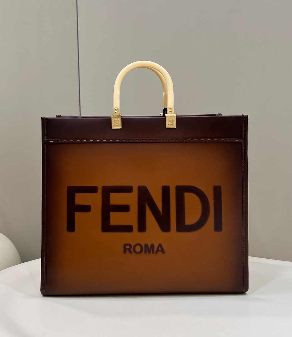 Fendi Sunshine Large Bag Brown Leather Shopper 8BH372
