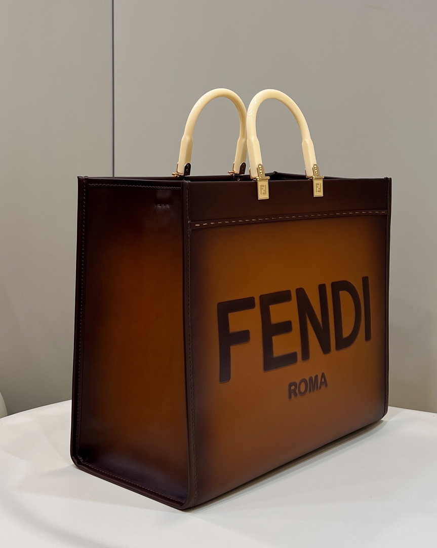 Fendi Sunshine Large Bag Brown Leather Shopper 8BH372