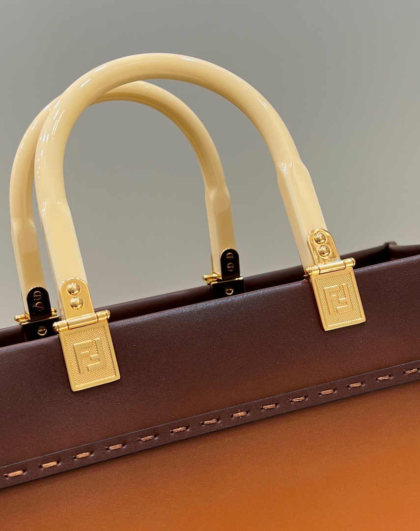 Fendi Sunshine Large Bag Brown Leather Shopper 8BH372