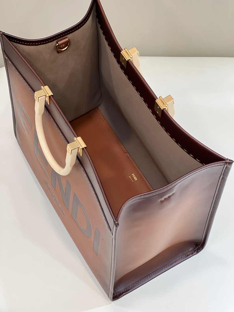 Fendi Sunshine Large Bag Brown Leather Shopper 8BH372