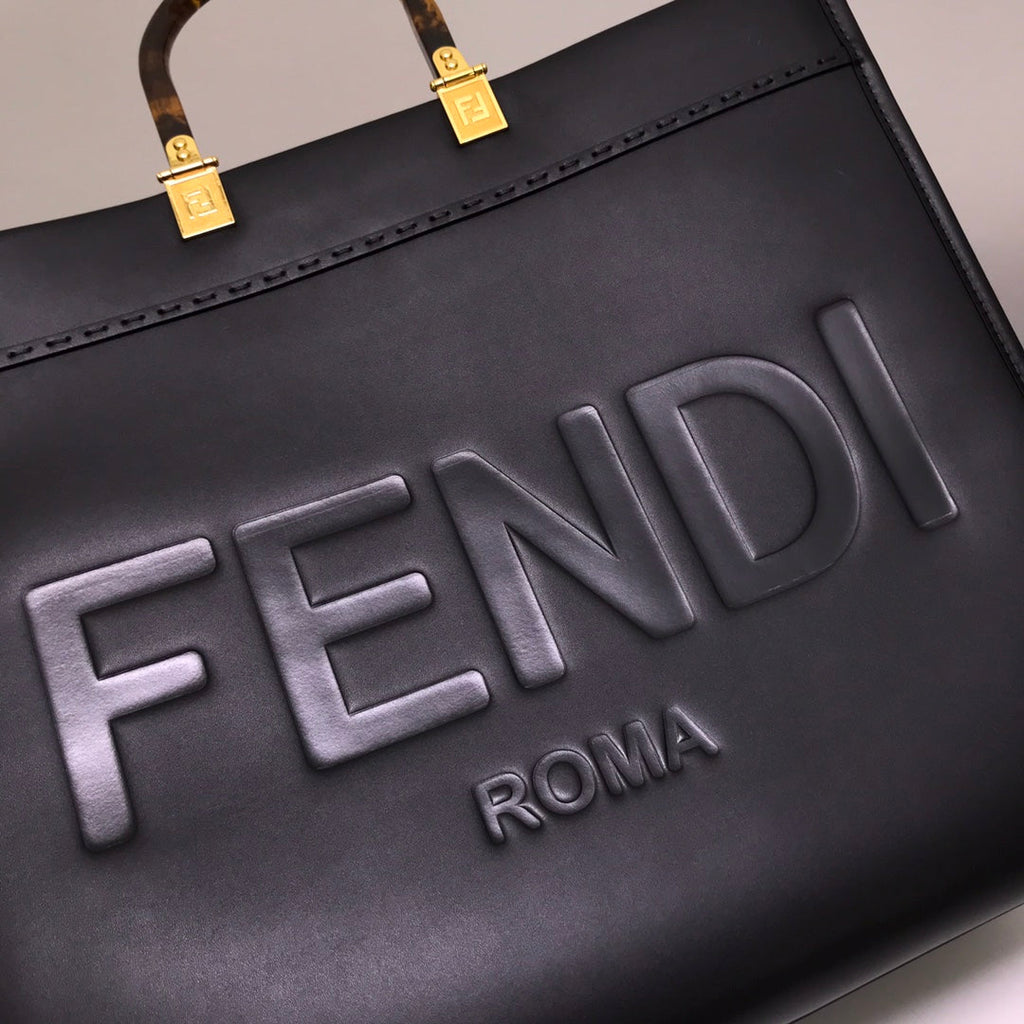 Fendi Sunshine Large Bag 8BH372 Black Leather Shopper