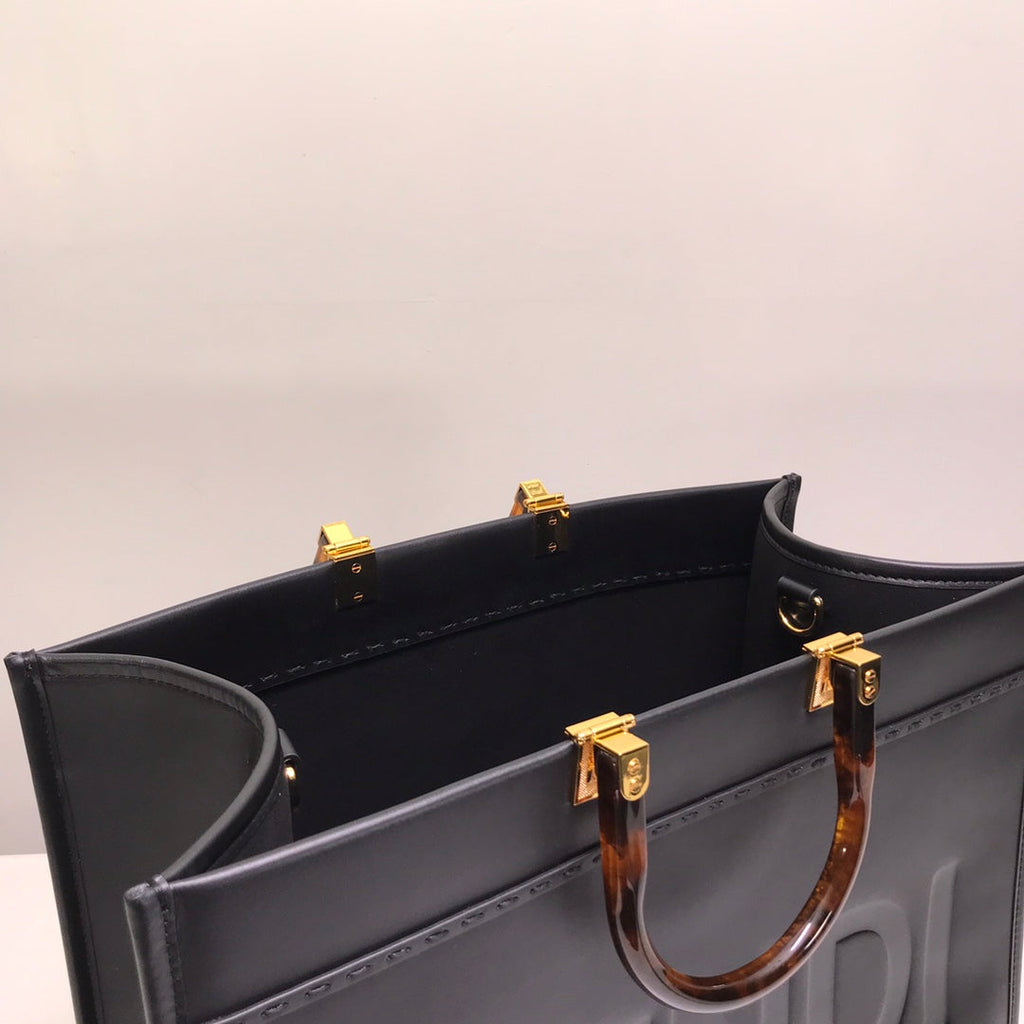 Fendi Sunshine Large Bag 8BH372 Black Leather Shopper