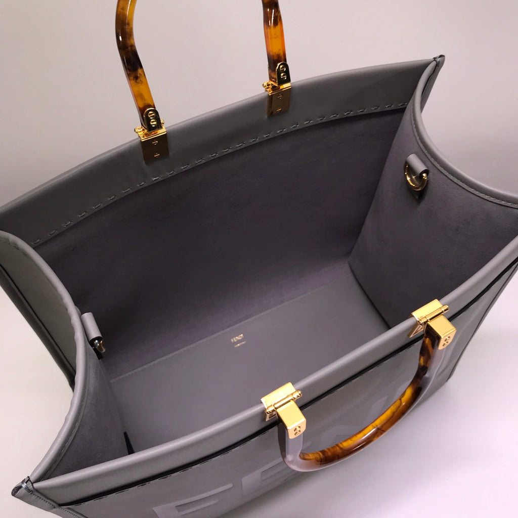 Fendi Sunshine Large Bag 8BH372 Gray Leather Shopper