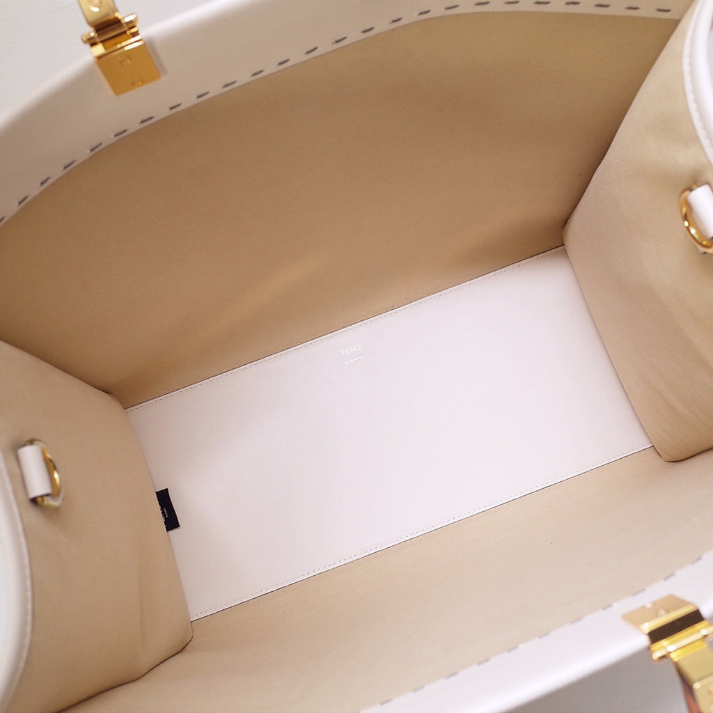 Fendi Sunshine Large Bag 8BH372 White Leather Shopper