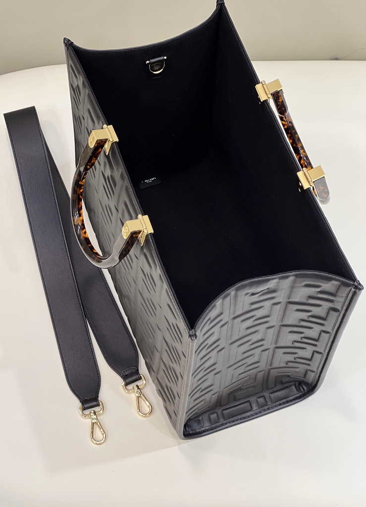 Fendi Sunshine Medium Bag 8BH386 Black leather shopper