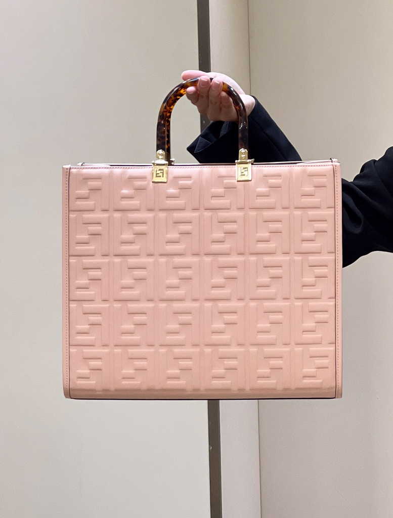 Fendi Sunshine Medium Bag 8BH386 Pink leather shopper