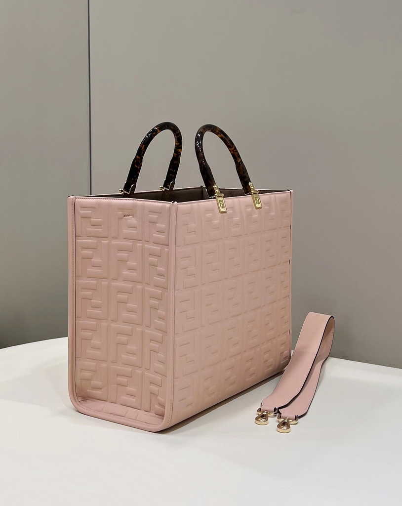 Fendi Sunshine Medium Bag 8BH386 Pink leather shopper