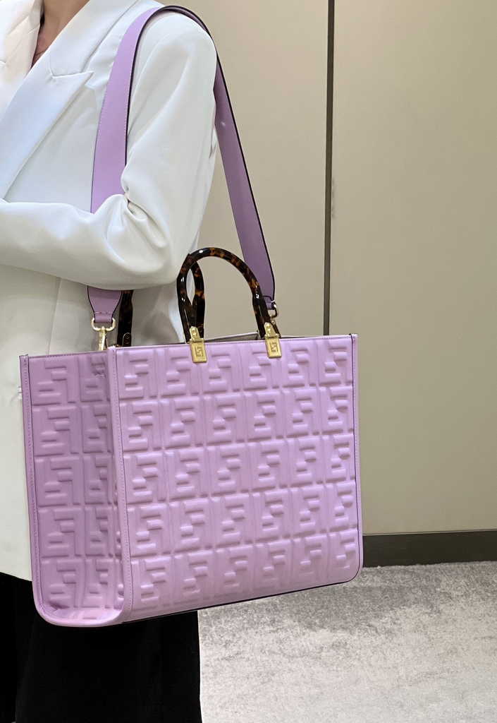 Fendi Sunshine Medium Bag 8BH386 Purple leather shopper
