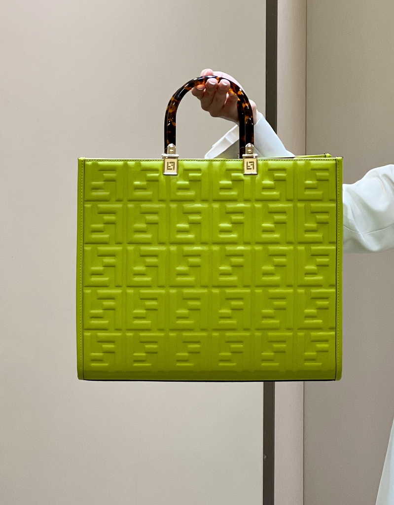 Fendi Sunshine Medium Bag 8BH386 Green leather shopper