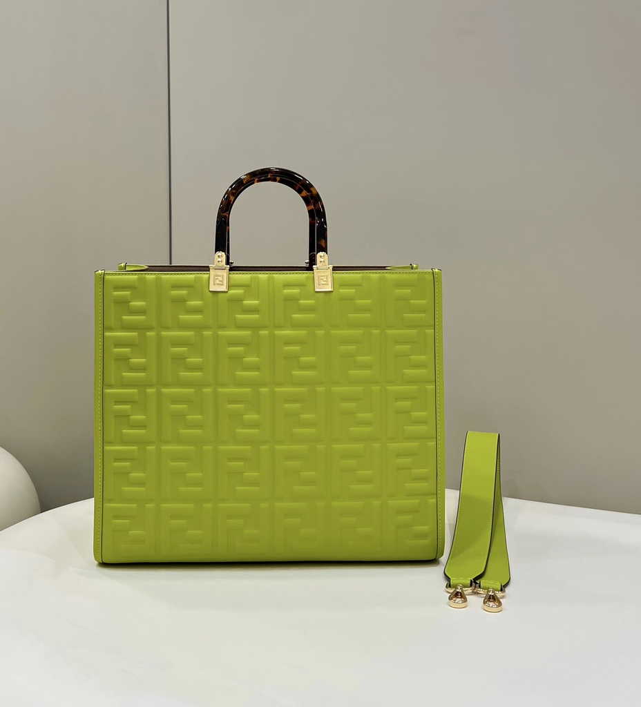 Fendi Sunshine Medium Bag 8BH386 Green leather shopper