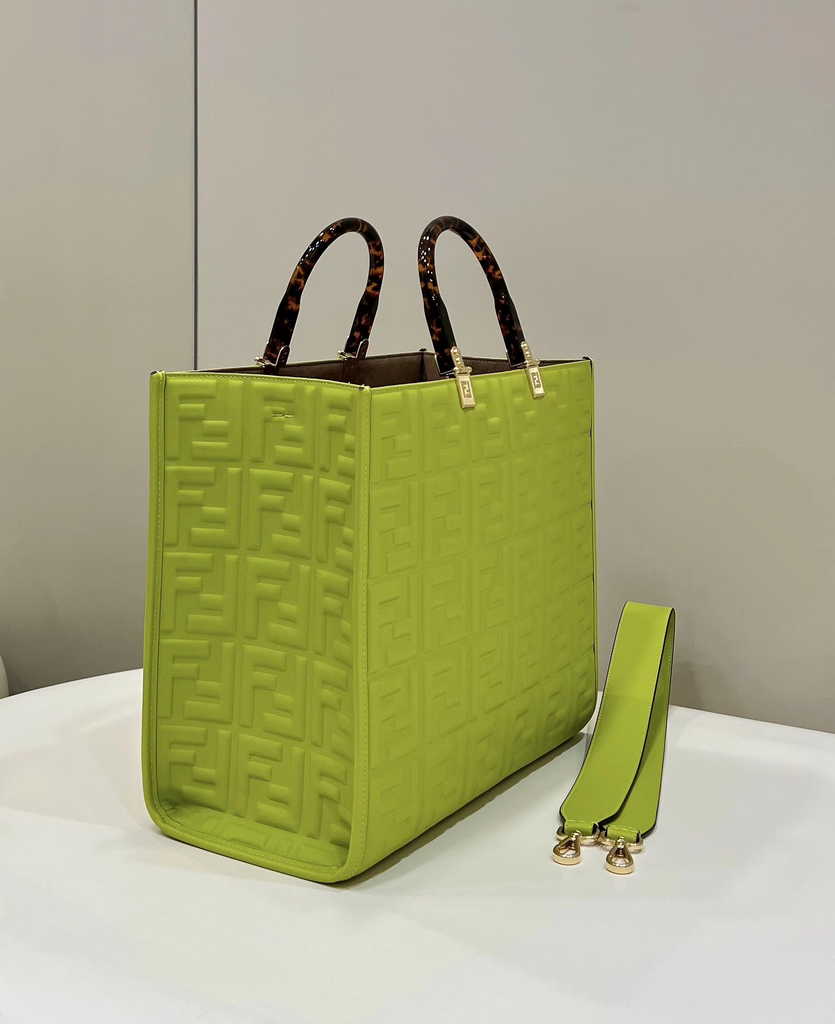 Fendi Sunshine Medium Bag 8BH386 Green leather shopper