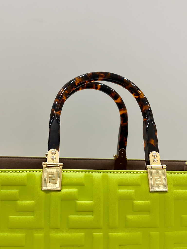 Fendi Sunshine Medium Bag 8BH386 Green leather shopper