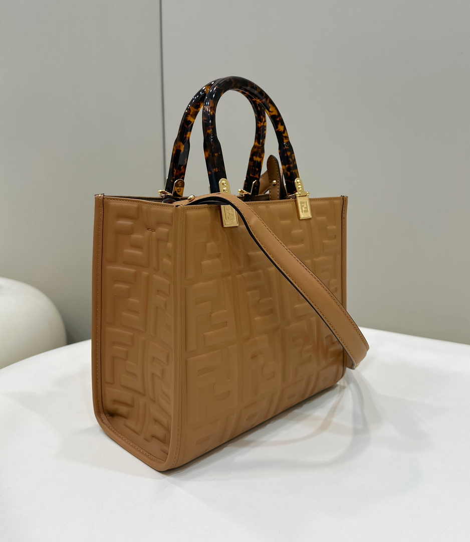 Fendi Sunshine Small Bag 8BH394 Brown FF leather