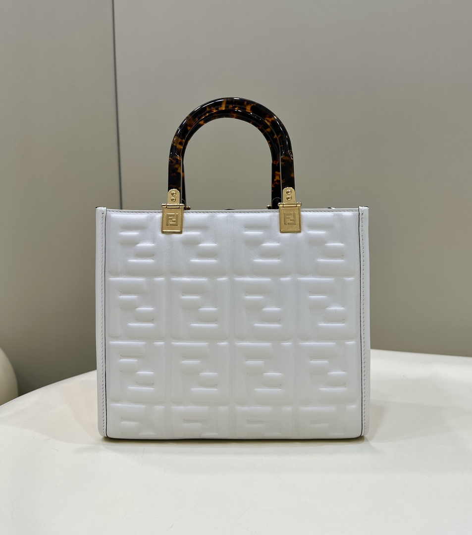 Fendi Sunshine Small Bag White leather shopper 8BH394