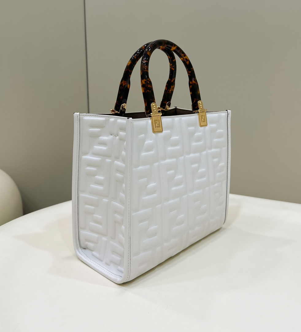 Fendi Sunshine Small Bag White leather shopper 8BH394