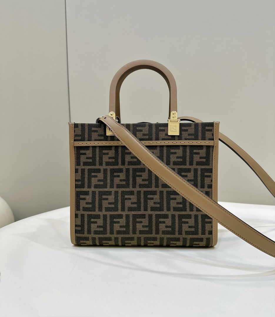 Fendi Sunshine Small Bag Brown FF leather 8BH394