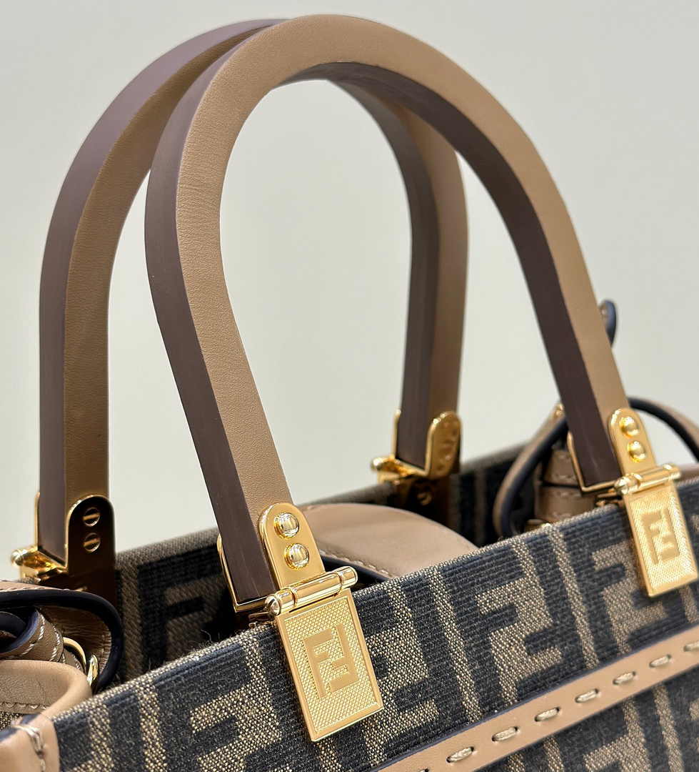 Fendi Sunshine Small Bag Brown FF leather 8BH394