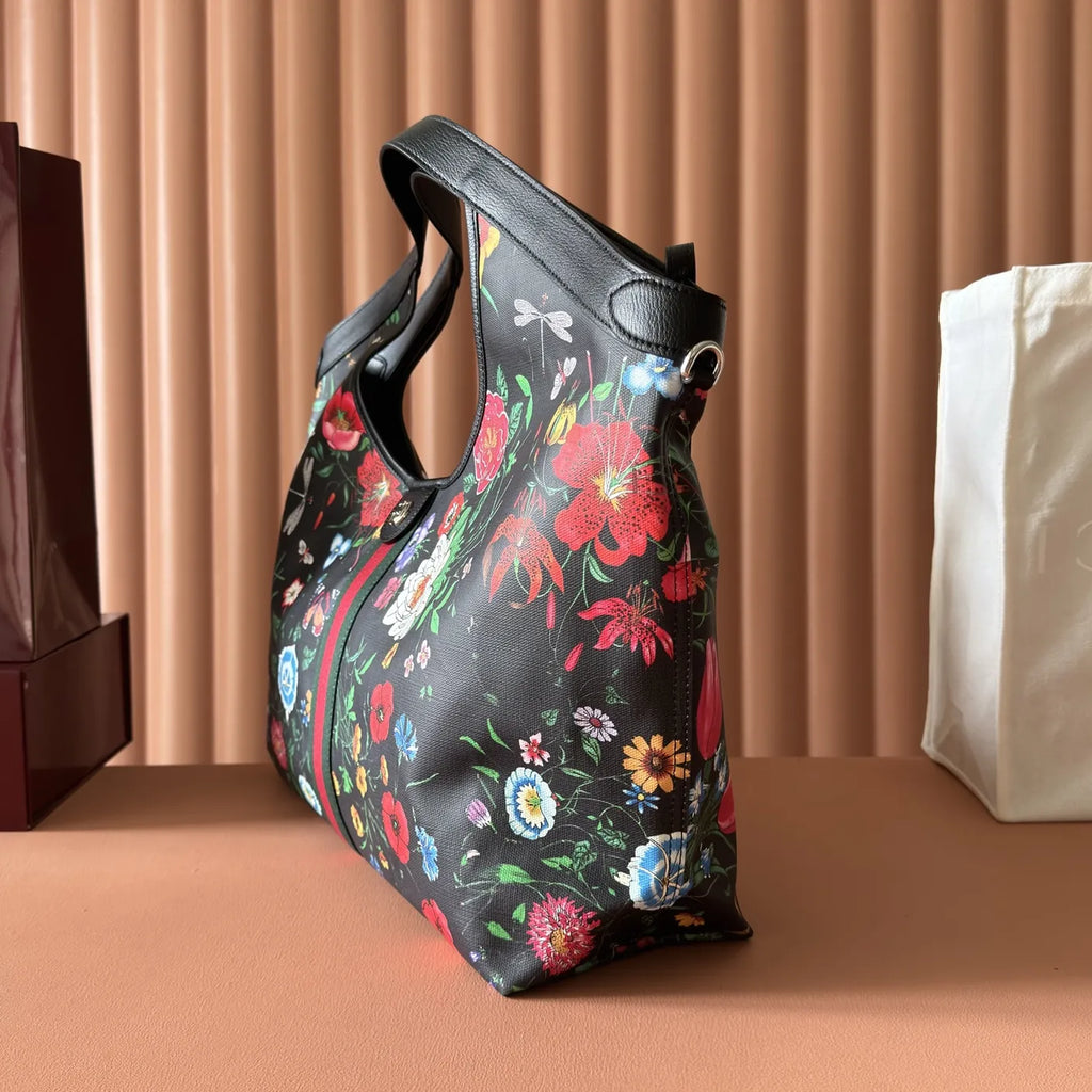 Gucci Giglio Flora large tote bag 853971 Black leather