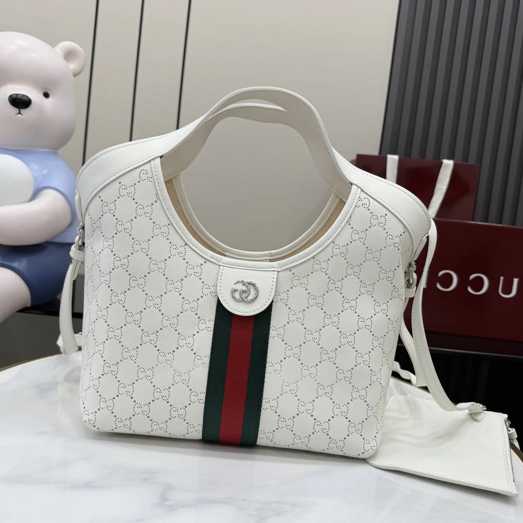 Gucci Giglio small tote bag ‎860845 White soft GG leather