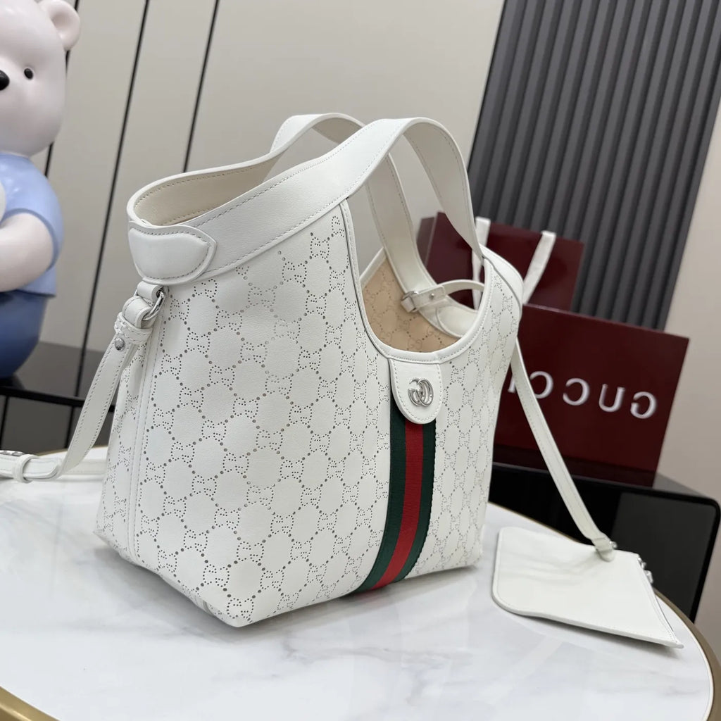 Gucci Giglio small tote bag ‎860845 White soft GG leather