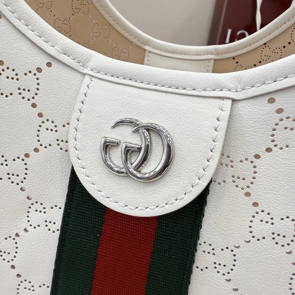Gucci Giglio small tote bag ‎860845 White soft GG leather