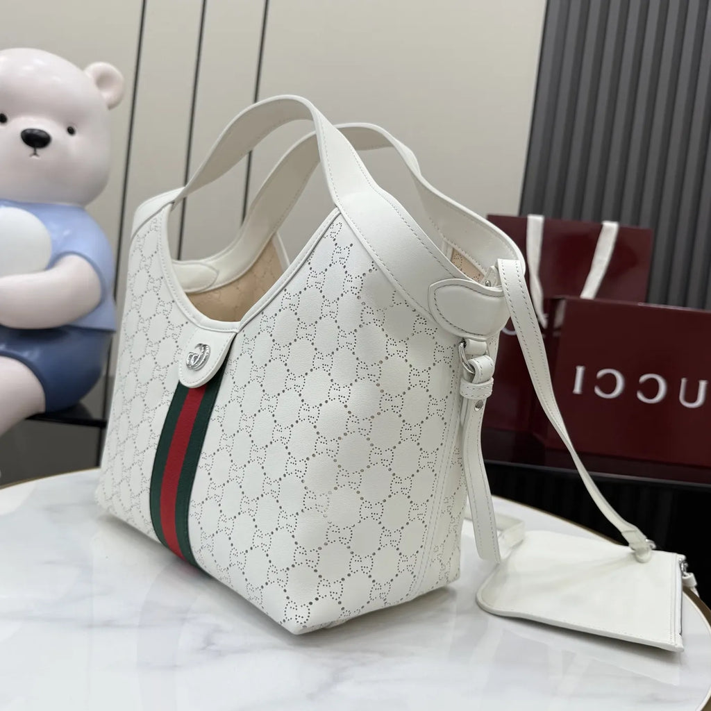 Gucci Giglio small tote bag ‎860845 White soft GG leather