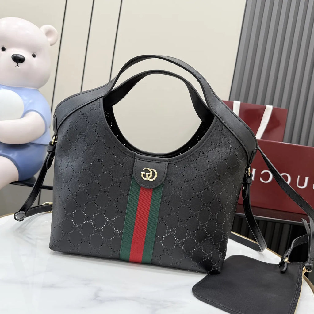 Gucci Giglio small tote bag ‎860845 Black soft GG leather