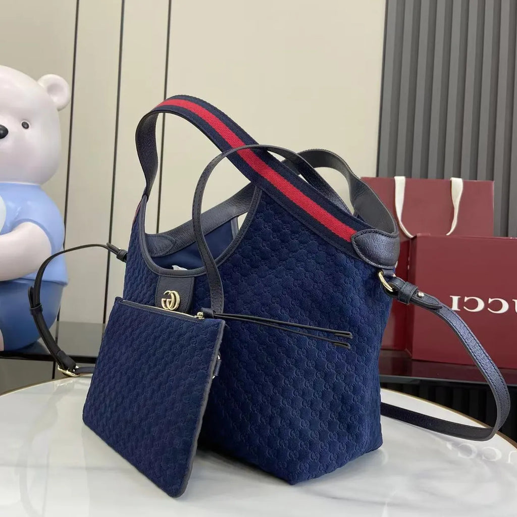 Gucci Giglio small tote bag ‎860845 Blue GG suede