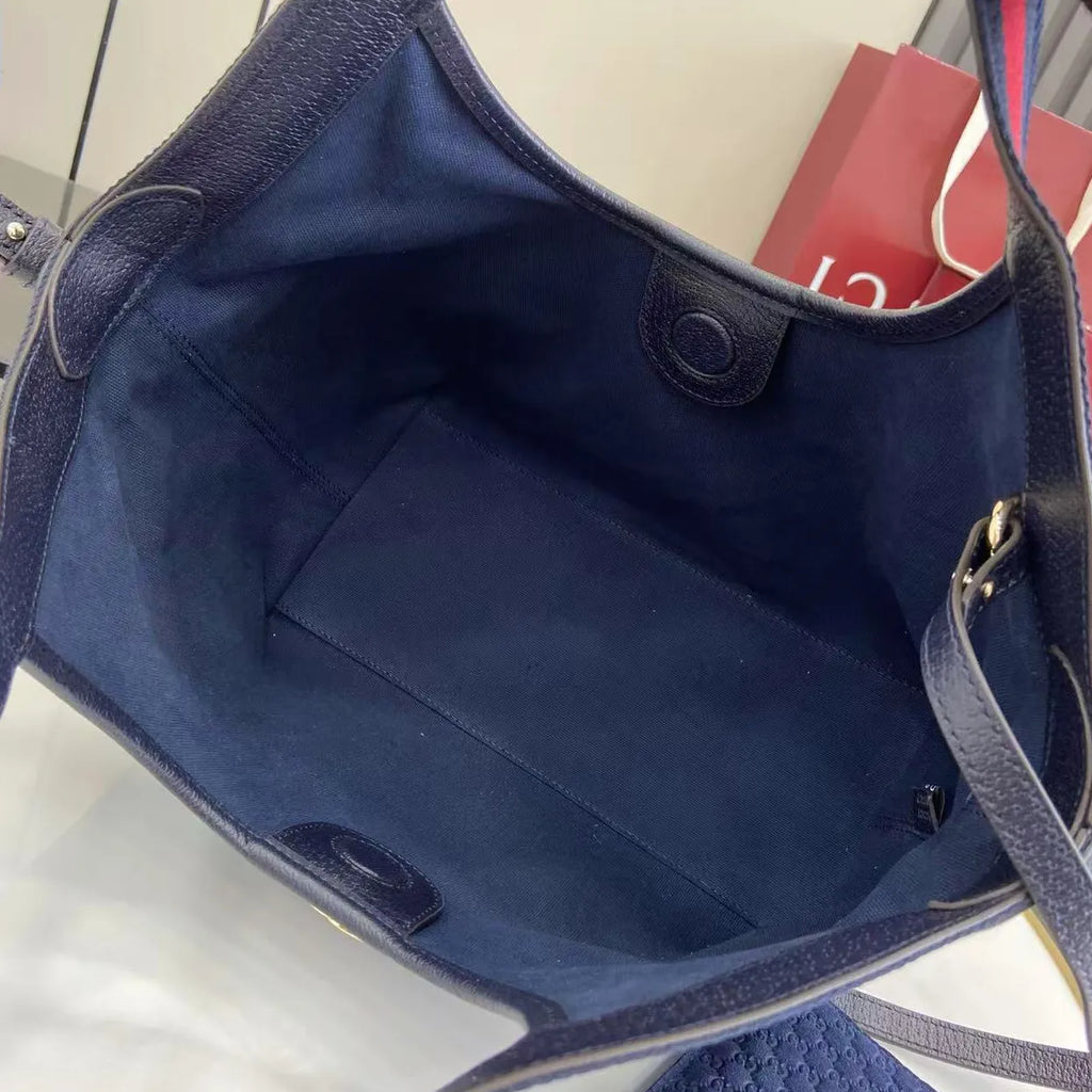 Gucci Giglio small tote bag ‎860845 Blue GG suede