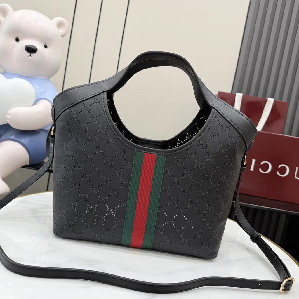Gucci Giglio small tote bag ‎860845 Black soft GG leather