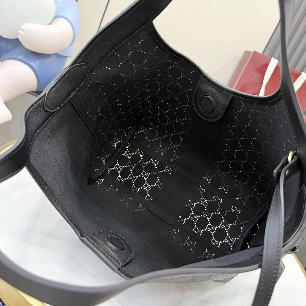 Gucci Giglio small tote bag ‎860845 Black soft GG leather