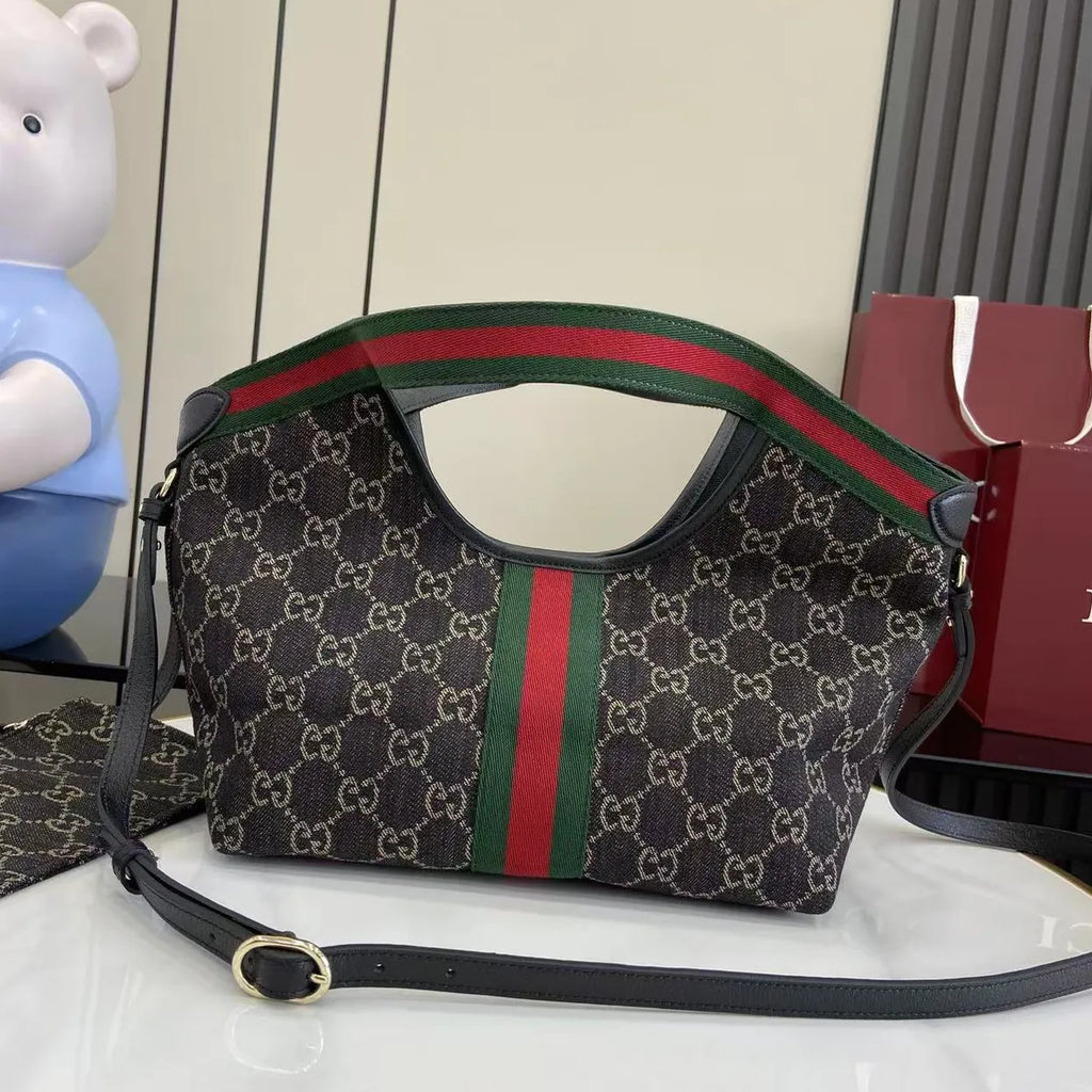 Gucci Giglio small tote bag ‎860845 Green and red Web GG canvas