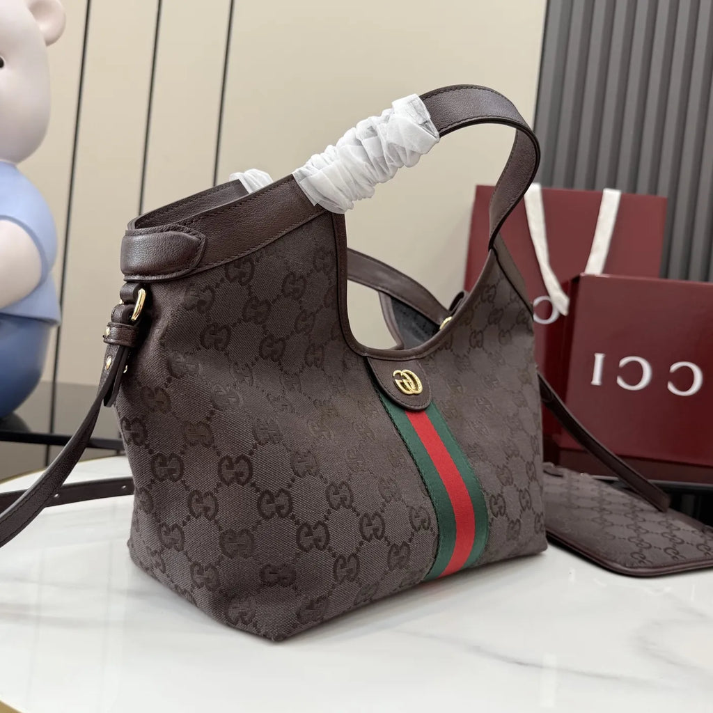 Gucci Giglio small tote bag ‎860845 Dark brown GG canvas