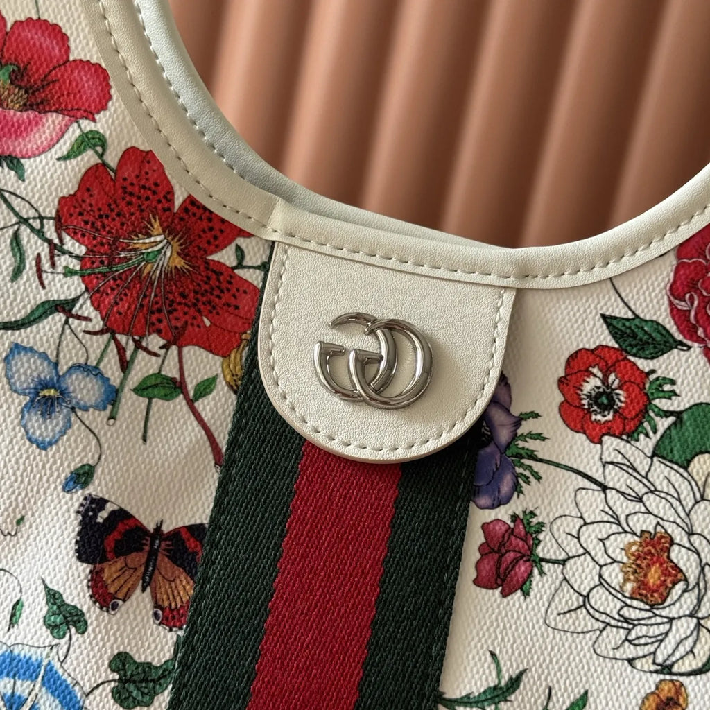 Gucci Giglio Flora small tote bag ‎860845 White leather